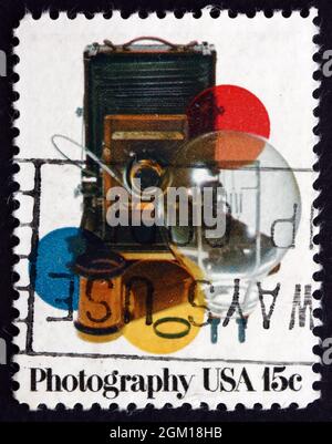 USA - UM 1978: Eine in den USA gedruckte Briefmarke zeigt Photographic Equipment, um 1978 Stockfoto