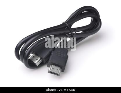 HDMI-Kabel isoliert auf weißem Stockfoto