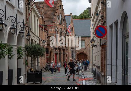 Wollestraat, Brugge-Bruges, Belgien Stockfoto