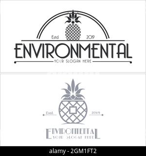 Umweltgebäude Ananas-Logo-Design Stock Vektor