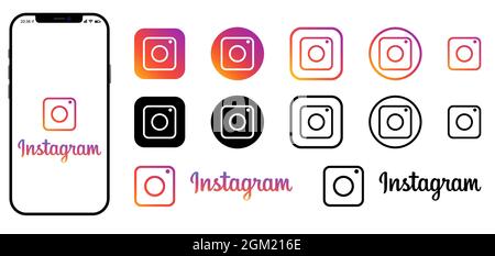 Vinnyzja, Ukraine - 15. September 2021. Set mit Instagram-Logo. Symbole für soziale Medien auf weißem Hintergrund isoliert Stock Vektor