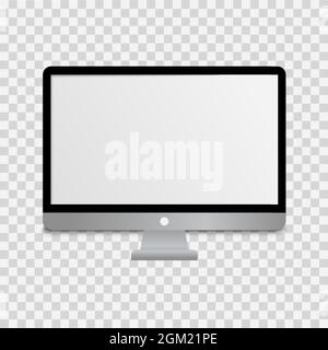 Realistischer Computermonitor mit leerem Bildschirm, Modell des elektronischen Geräts. LCD-Display. Vektorgrafik. Stock Vektor