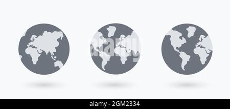 Symbol für Erdkugel. Erdhalbherde mit Kontinenten. Realistische Weltkarte in Globenform. Vektorgrafik. Stock Vektor