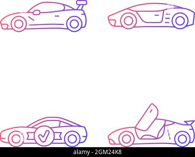 Rennwagen Modelle Gradienten linearen Vektor-Symbole gesetzt Stock Vektor