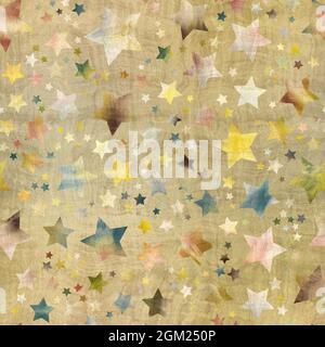 Nahtloses Muster aus Sternmotiv in aufwändigen Farben und Textur Stockfoto