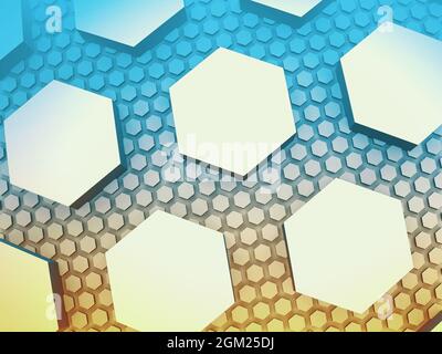 3d-Rendering von Wabenoberflächen, die von oben schweben Stockfoto