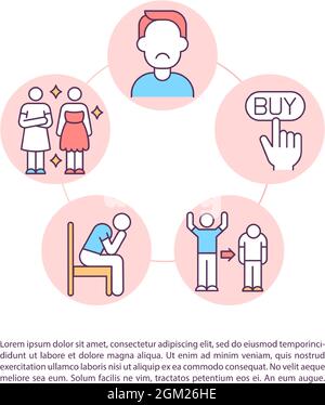 Psychologische Probleme Konzept Linie Symbole mit Text Stock Vektor