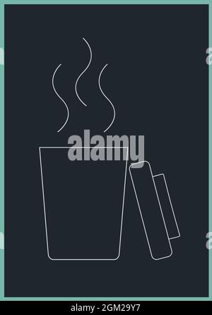 Digital generiertes Bild eines Kaffeetassensymbols vor grauem Hintergrund Stockfoto