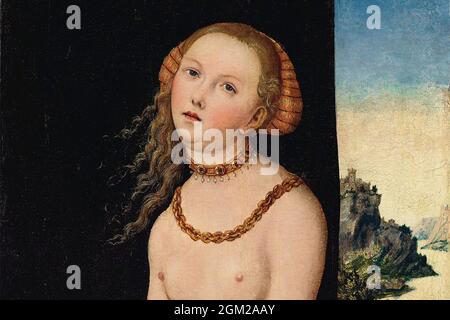Klassisches mittelalterliches Porträt einer Frau in einem historischen Kostüm Stockfoto