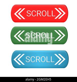 Scroll-Tasten für Web-Symbol Aufkleber verschiedenen Farben weiß hintergroun Stockfoto