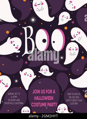 Halloween party invite flyer card template. Vector illustration Stock Vektor