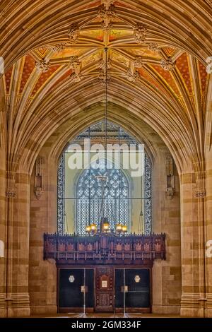 Yale University Sterling Memorial Library - Innenansicht der Stiftskirche gotischen Architektur Stil Main Library an der Yale University. Yale University Stockfoto