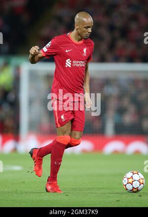 Liverpool, England, 15. September 2021. Liverpools Fabintha während des UEFA Champions League-Spiels in Anfield, Liverpool. Bildnachweis sollte lauten: Nigel French / Sportimage Stockfoto