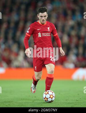 Liverpool, England, 15. September 2021. Andy Robertson aus Liverpool während des Spiels der UEFA Champions League in Anfield, Liverpool. Bildnachweis sollte lauten: Nigel French / Sportimage Stockfoto