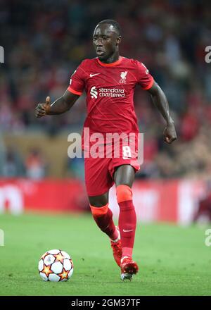 Liverpool, England, 15. September 2021. Liverpools Naby Keita während des UEFA Champions League-Spiels in Anfield, Liverpool. Bildnachweis sollte lauten: Nigel French / Sportimage Stockfoto