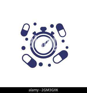 Medikationszeit-Symbol mit Pillen Stock Vektor