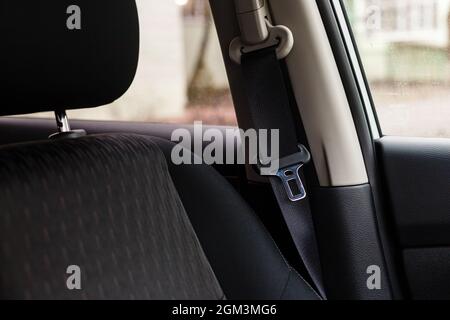 Textile Sitze im modernen Auto. Innenausstattung Stockfotografie