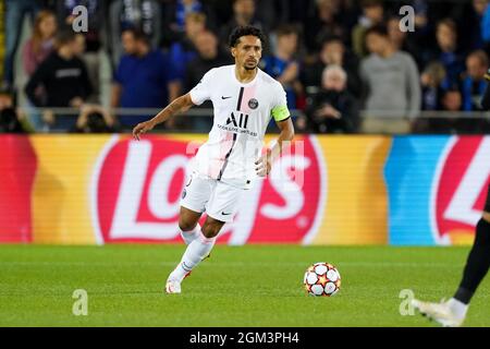 BRÜGGE, BELGIEN - 15. SEPTEMBER: Marquinhos von Paris Saint-Germain während des UEFA Champions League Group Stage-Spiels zwischen dem Club Brugge und Paris Saint-Germain am 15. September 2021 im Jan Breydelstadion in Brügge, Belgien (Foto: Jeroen Meuwsen/Orange Picches) Stockfoto