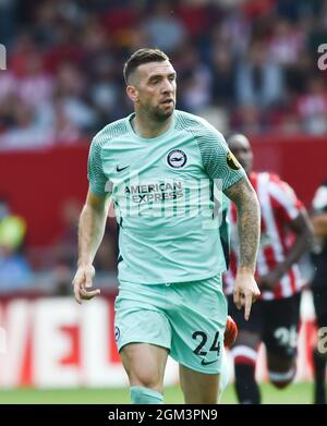 Shane Duffy von Brighton während des Premier League-Spiels zwischen Brentford und Brighton und Hove Albion im Brentford Community Stadium , London , Großbritannien - 11. September 2021 - nur zur Verwendung von Photo Simon Dack/Tele Images Editorial. Kein Merchandising. Für Fußballbilder gelten Einschränkungen für FA und Premier League. Keine Nutzung von Internet/Mobilgeräten ohne FAPL-Lizenz. Weitere Informationen erhalten Sie von Football Dataco Stockfoto