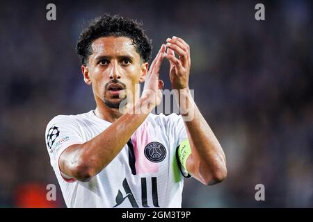 BRÜGGE, BELGIEN - 15. SEPTEMBER: Marquinhos von Paris Saint-Germain während des UEFA Champions League Group Stage-Spiels zwischen dem Club Brugge und Paris Saint-Germain am 15. September 2021 im Jan Breydelstadion in Brügge, Belgien (Foto: Joris Verwijst/Orange Picches) Stockfoto