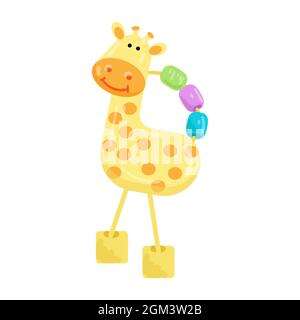 Baby Rassel Giraffe .Vektor-Abbildung. Cartoon-Stil isoliert auf weißem Hintergrund. Kinderspielzeug Stock Vektor