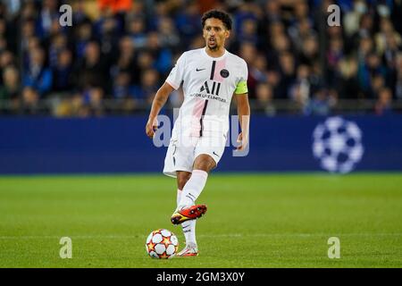 BRÜGGE, BELGIEN - 15. SEPTEMBER: Marquinhos von Paris Saint-Germain während des UEFA Champions League Group Stage-Spiels zwischen dem Club Brugge und Paris Saint-Germain am 15. September 2021 im Jan Breydelstadion in Brügge, Belgien (Foto: Jeroen Meuwsen/Orange Picches) Stockfoto