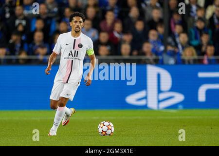 BRÜGGE, BELGIEN - 15. SEPTEMBER: Marquinhos von Paris Saint-Germain während des UEFA Champions League Group Stage-Spiels zwischen dem Club Brugge und Paris Saint-Germain am 15. September 2021 im Jan Breydelstadion in Brügge, Belgien (Foto: Jeroen Meuwsen/Orange Picches) Stockfoto