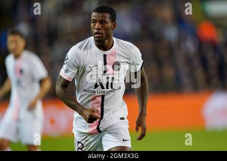 BRÜGGE, BELGIEN - 15. SEPTEMBER: Georginio Wijnaldum von Paris Saint-Germain während des UEFA Champions League-Gruppenspiel zwischen Club Brugge und Paris Saint-Germain am 15. September 2021 im Jan Breydelstadion in Brügge, Belgien (Foto: Jeroen Meuwsen/Orange Picches) Stockfoto