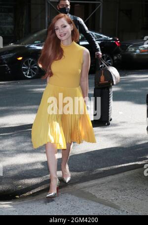 New York, USA. 16. September 2021.Jessica Chastain bei Live mit Kelly & Ryan, um über ihren neuen Film The Eyes of Tammy Saye in New York zu sprechen 16. September 2021 Quelle:RW/MediaPunch Credit: MediaPunch Inc/Alamy Live News Stockfoto