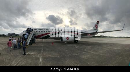 Dhaka, Bangladesch - 26. August 2021; Bild des Flugzeugs von Bangladesch auf dem Flughafen. Stockfoto