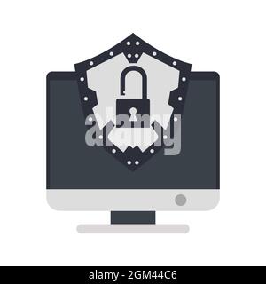Computer Monitor elektronischen Bildschirm Symbol Vektor Illustration Design. PC-Geräte, Büromonitor und Business-Computer, weiß isoliert. Desktop m Stock Vektor