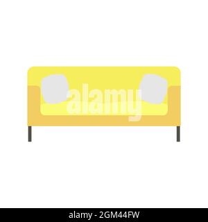 Sofa im Haus. Komfortable Couch, minimalistische moderne Sofas komfortable inländische . Luxuriöse klassische Apartmentmöbel, Inneneinrichtung, Sofa mit Kissen. Flach Stock Vektor