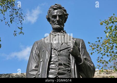 USA, New Hampshire, Saint Gaudens National Historical Park, Haus, Gärten, Skulptur, Ssculptor, Standing Lincoln, Stockfoto