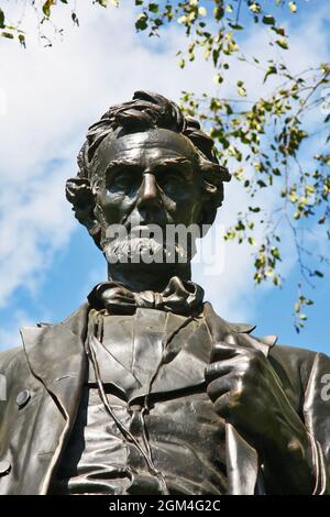 USA, New Hampshire, Saint Gaudens National Historical Park, Haus, Gärten, Skulptur, Ssculptor, Standing Lincoln, Stockfoto