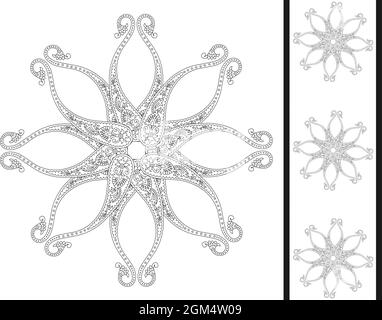 Tribal Muster Blume Paisley Design, lizenzfreie Cliparts, Stock Illustration mit nahtloser Borte Stockfoto