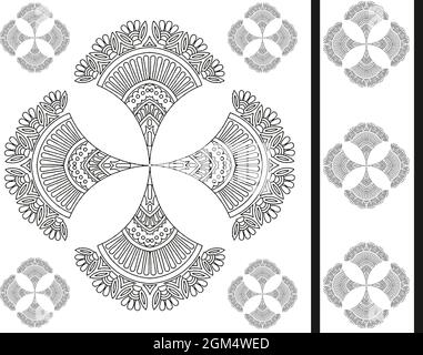 Tribal Muster Blume Paisley Design, lizenzfreie Cliparts, Stock Illustration mit nahtloser Borte Stockfoto
