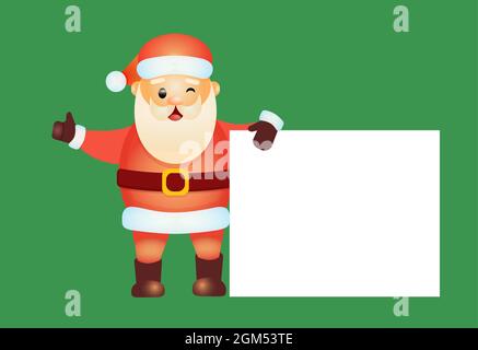 Der einladende Weihnachtsmann hält ein leeres Banner. Stock Vektor