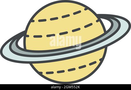 Saturn-Symbol. Kontur saturn Vektor Symbol Farbe flach isoliert auf weiß Stock Vektor