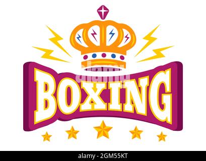 Vector Vintage Poster für Boxen mit Krone. Vektor-Logo mit Krone und Sternen für das Boxen. Stock Vektor