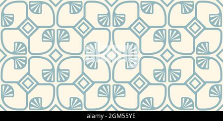 Vektor Vintage Nahtloses Muster im Art-Deco-Stil. Nahtloses florales Muster im Retro-Stil mit abstrakten geometrischen Pflanzen. Stock Vektor