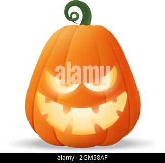 Halloween Jack O Laterne leuchtender Kürbis mit witzigem Gesichtsausdruck - isoliert auf transparentem Hintergrund Stock Vektor