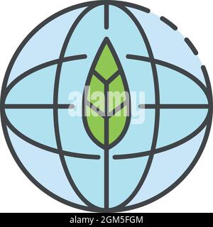 Eco Global Earth Icon. Umriss eco global Earth Vector Icon Farbe flach isoliert auf weiß Stock Vektor