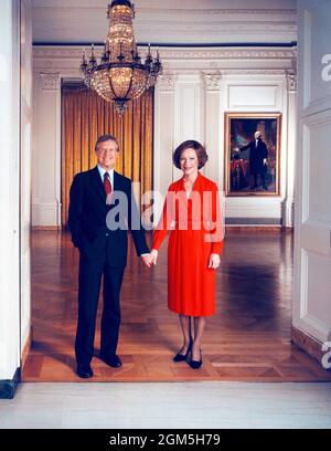 US-Präsident Jimmy Carter und First Lady Rosalynn Carter, Porträt in voller Länge von Ansel Adams, Washington DC, USA, 1979 Stockfoto