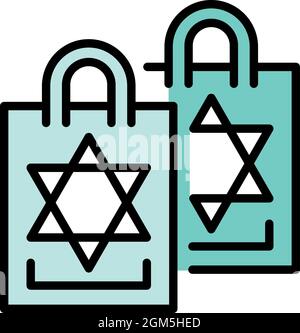 Jüdische Packesikone. Umriss jüdische Packung Vektor Symbol Farbe flach isoliert auf weiß Stock Vektor