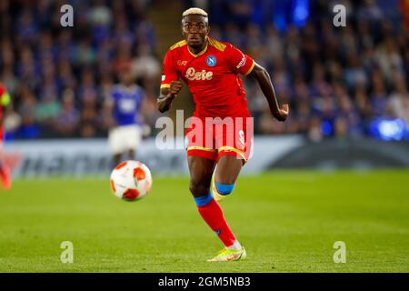 King Power, Leicester, Großbritannien. September 2021. UEFA Europa League Football, Leicester City versus Napoli; Victor Osimhen of Napoli Credit: Action Plus Sports/Alamy Live News Stockfoto