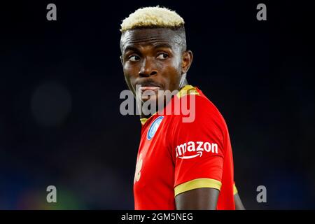 King Power, Leicester, Großbritannien. September 2021. UEFA Europa League Football, Leicester City versus Napoli; Victor Osimhen of Napoli Credit: Action Plus Sports/Alamy Live News Stockfoto