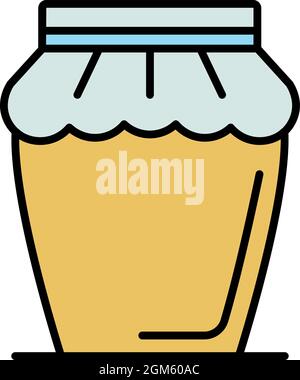 Honigglas-Symbol. Kontur Honigglas Vektor Symbol Farbe flach isoliert auf weiß Stock Vektor