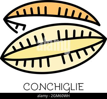 Conchiglie Pasta-Ikone. Kontur conchiglie Pasta Vektor Symbol Farbe flach isoliert auf weiß Stock Vektor