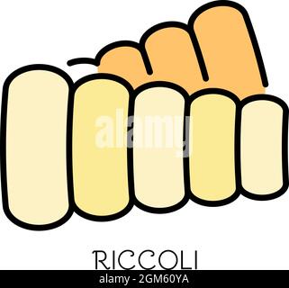 Riccoli-Pasta-Ikone. Kontur Riccoli Pasta Vektor Symbol Farbe flach isoliert auf weiß Stock Vektor