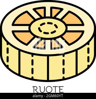 Ruote Pasta-Ikone. Umriss Ruote Pasta Vektor Symbol Farbe flach isoliert auf weiß Stock Vektor